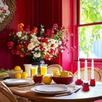 Double Sided Vintage Ribbed Taper Glass Candle Holders,Tea Candle Holder for Table Centerpieces, Wedding Decorations and Dinner Parties (Red, 3 PCS)