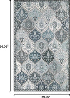 Lahome Moroccan Washable Living Room Rug, 5x8 Rugs for Bedroom Dining Room, Soft Non-Slip Non Shedding Boho Distressed Throw Carpet for Nursery Office, Blue