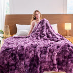 Lotus Karen Faux Fur Throw Blanket Tie-dye Violet - Big Bubble Rabbit Fluff Blanket for Couch Bed Sofa,Softest Fluffy Fuzzy Cozy Blanket,Thick Furry Plush Shaggy Warm Blankets for Women,60x80 Inches