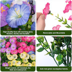 HyeFlora Artificial Flowers for Outdoors Fake Plants Outside Decoration, 12 Bundles Silk Colorful Morning Glory with Eucalyptus UV Resistant Realistic Faux Flowers for Planter Porch Patio Yard Indoor
