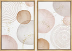 SIGNFORD Framed Wall Art Print Set Pastel Pink Gray Watercolor Circles Abstract Shapes Illustrations Modern Minimalist Relax/Calm Multicolor for Living Room, Bedroom, Office - 16"x24"x2 Natural