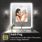 SBAGNO LED Bathroom Mirror with Lights, 32''x28'' 3D Border Bathroom Vanity Wall Mirror with Bluetooth, Anti-Fog, Stepless Dimming, 3 Colors, Tempered Glass Lighted Vanity Mirror for Bathroom
