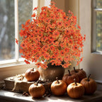 Set of 4 Artificial Fall Topiary Ball Flowers for Outdoor Decoration with Spike 20", UV Resistant Fake Autumn Floral Shrubs, Realistic Faux Bushes Plants for Garden,Yard,Porch and Patio Decor