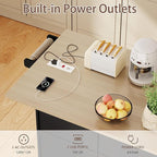 Kitchen Island with Drop Leaf & Power Outlet, Rolling Kitchen Island on Wheels with Trash Can Storage, Island Table Bar Cart with Spice Rack, Towel Rack, Drawers, Mobile Kitchen Carts on Wheels