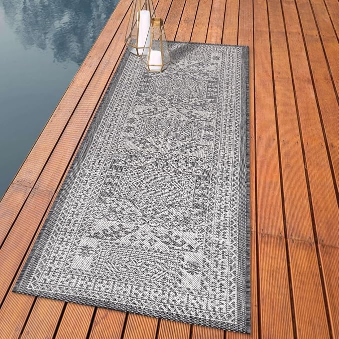 Keen Home Design Terrace Outdoor Runner Rug - 2x12 Washable Indoor/Outdoor Rug for Patio, Kitchen, Balcony, Beach, Garden, Deck and Porch, Size: 2'2"x11'10"