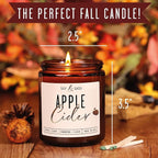 Apple Cider Candle, Fall Candles I Apple Cider, Cinnamon & Nutmeg - Infused with Essential Oils I Mulled Cider Fall Scented Candle (Soy) for Home I 9oz Reusable Jar I 50Hr Burn I Made in USA
