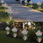 Homight Solar Metal Agave Butterfly Flower Stick Garden Sculpture - Outdoor Gift, Christmas Lights - Swaying Butterfly Garden Lights (2 PCS Blue)