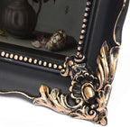 5x7 Vintage Picture Frame with Embossed Flower Design, Black Ornate Frame for 5x7 Pictures, Hand-Crafted Resin Antique Frames for Tabletop & Wall Hanging, Home Decor (Black)