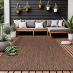Washable Indoor Outdoor Rug Weather Resistant Carpet Modern Solid for Porch Deck Balcony Backyard Patio Rug 8x10 Gold Brown