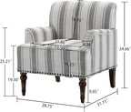 UIXE Stripe Accent Chair Arm Chair, Modern Nailhead Trim Club Armchair with Wood Legs, Comfy Living Room Single Sofa Reading Seat Bedroom Side Seating for Home Office, Gray