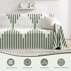 Couch Cover Boho for Dogs Washable Green Couch Covers for 2 Cushion Couch, Chenille Sectional Couch Covers L Shape Sofa Cover, Furniture Protector for Kids, Pets, Green 71" X150"