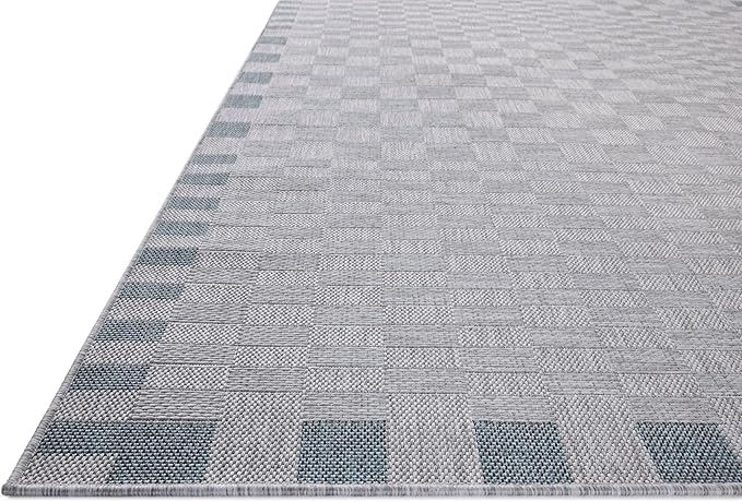 Loloi Amber Lewis Topanga Collection TOP-07 Silver/Blue 5'-3" x 7'-6" Indoor/Outdoor Area Rug