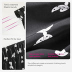 RIMELA Black Elastic Bed Skirt Queen Szie 16 inch Drop, Bedskirt Easy to Put On, Solid Wrap Around Dust Ruffle, Fade Resistant Silky Fabric Machine Washable