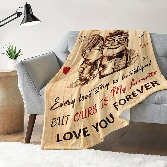 Wedding Anniversary Blanket for Her Him - Romantic I Love You Gift for Women Men Couple - Happy Anniversary for Wife Husband Girlfriend Boyfriend - Throw Blanket 50"x60"