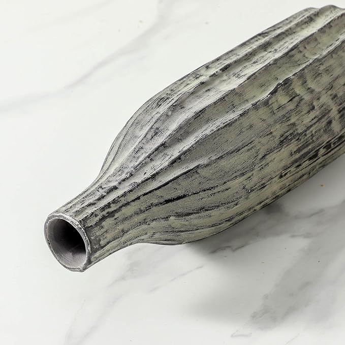 Natural Branch Design Ceramic Vase:Decorative Flower Vase for Modern Home Decor,Handmade Pottery Vase for Home Decor,Living Room,Kitchen,Office,Bedroom,CenterpieceTable Decorations-11 inch Grey Color