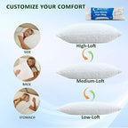 Cooling Pillows for Sleeping, Adjustable Shredded Memory Foam Bed Pillows King Size Set of 2, Cool Pillow for Hot Sleepers, with Extra Fill for Side Back and Stomach Sleepers