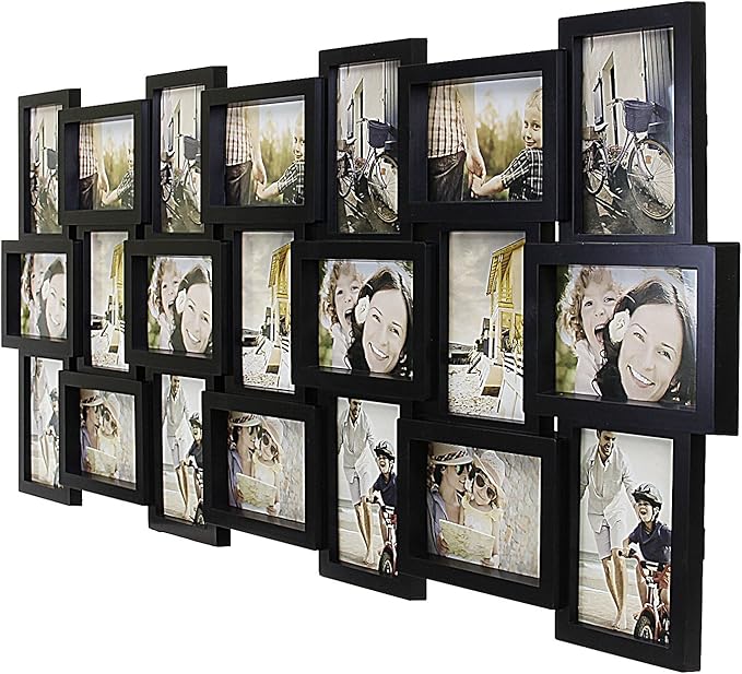 Jerry & Maggie 4X6 Collage Picture Frames for Wall Decor, 21 Opening Collage Wall Hanging for 6x4 Photo, Multi Picture Frame Set with One-piece Design Black