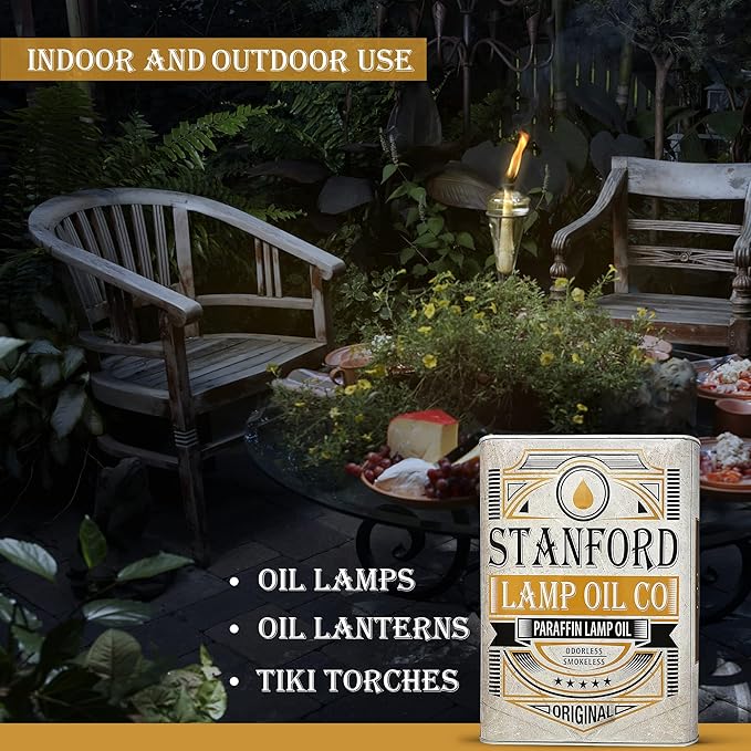 Stanford - Premium Lamp Oil - 4 Liters - Clear Paraffin, Smokeless & Odorless, Ideal for Indoor and Outdoor Use