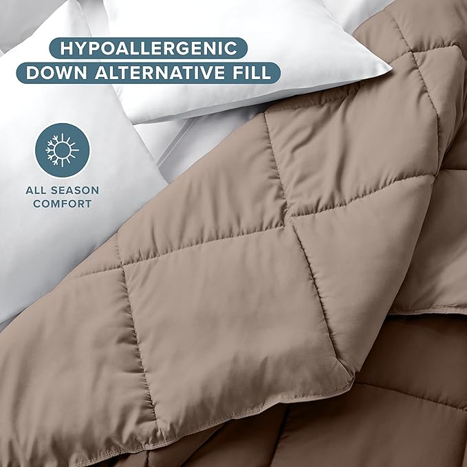 Bare Home Full Comforter - Reversible Colors - Goose Down Alternative - Ultra-Soft - Premium 1800 Series - All Season Warmth - Bedding Comforter (Full, Cocoa/Taupe)