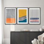 SIGNWIN Framed Wall Art Print Set Orange, Yellow, Blue & Pink Color Blocks and Lines Abstract Shapes Illustrations Modern Art Chic Multicolor for Living Room, Bedroom, Office - 16"x24"x3 Black