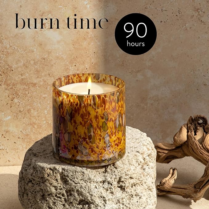 LAFCO New York Signature Candle, Labdanum - 15.5 oz - 90-Hour Burn Time - Reusable, Hand Blown Glass Vessel - Made in The USA