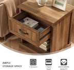 CARPETNAL 20" Farmhouse Nightstand Set of 2, End Table with Large Drawers & Open Storage, Side Table, Bedside Table for Bedroom, Living Room, Walnut