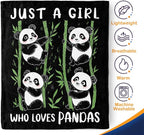 Panda Blanket Gifts for Girl Woman - Just A Girl Who Loves Pandas Cute Animal Lovers Throw for Teen Kids Adults Soft Fleece Cozy Bed Couch Decor Birthday Christmas Lightweight Blanket 50"x60"