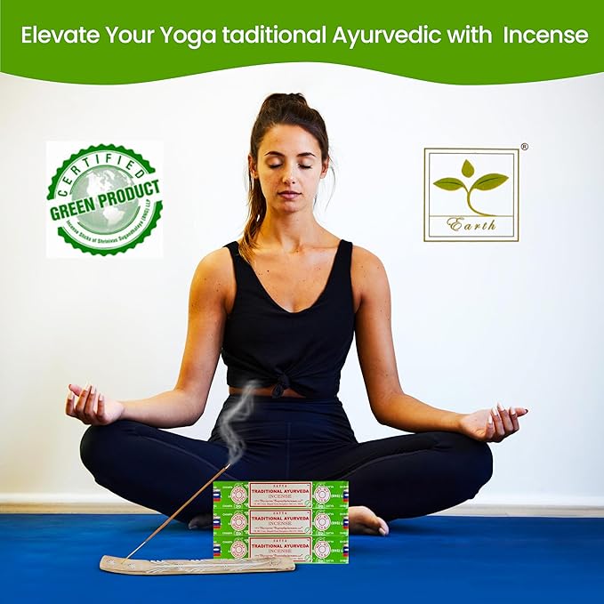 Satya Traditional Ayurveda Incense Sticks, Satya Bng (Bangalore) Insenses 15gmx3 Pack with Raajsee Incense Holder Bundle, Satya Nagchampa Natural Incense