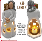 Hand-Painted Grandma-Granddaughter Candle Holder Statue Gift, with Flickering LED Candle | Gigi Grandmother Birthday Gift, Unique Nana Present Ideas for Christmas, Greeting Card Included