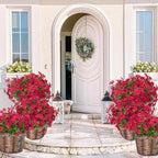 24 Bundles Artificial Flowers for Outdoors & Indoors – UV Resistant Faux Plastic Plants for Garden, Patio, Porch, Window Box, Home Decor – Lush & Vibrant Fake Flowers, Red