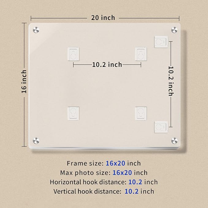 16x20 Acrylic Floating Art Frame for Wall Mount, Clear Magnetic Picture Frame for Artwork Display,Certificates Documents Frames for Family,Office,Wedding