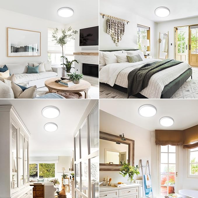 SunRider 4-Pack 9 Inch LED Flush Mount Ceiling Light, 2300LM, 5000K Daylight White, 20W Dimmable Modern Slim Round Flat Ceiling Lights for Hallway