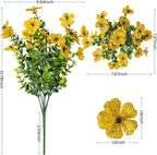 20 Bundles Artificial Flowers for Outdoor Fake Plants for Spring Decoration,Faux Eucalyptus Flowers for Planter UV Resistant Lifelike for Home Porch Garden（Yellow）
