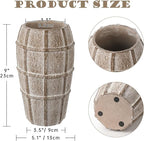 Briful Rustic Terracotta Flower Vase for Home Decor – 9" Brown Farmhouse Textured Barrel-Style Ceramic Vase Vintage Handcrafted Gridded Design for Faux & Dried Flowers Living Room Table Centerpiece