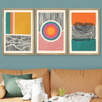 SIGNWIN Framed Canvas Print Wall Art Set Mid-Century Multicolor Color Block Shape Abstract Geometric Illustrations Graffiti & Street Art Modern Art for Living Room, Bedroom, Office - 16"x24"x3 NATURAL