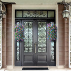 Artificial Fake Hanging Flowers Plants for Outdoor Spring Decoration, 2 PCS Faux Silk Daisy Flower UV Resistant Look Real for Outside Patio Porch Garden Balcony Yard Home Summer Decor(Perple Blue)