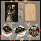 HLNIUC Halloween Rose Wedding Framed Wall Art,Vintage Skeleton Rose Canvas Prints,Abstract Romantic Theme Wall Decor Set of 3(16”x24”)Dark Romance Framed Painting,Roses Skull Art Print for Living Room