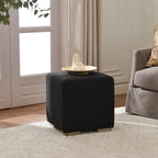 KINWELL 18.5" Wide Modern Square Boucle Upholstered Ottoman with Solid Wood Legs, Cube Ottoman Multi-Functional Sofa Footrest, Extra Seating for Living Room, Bedroom, Fully Assembled (Black)