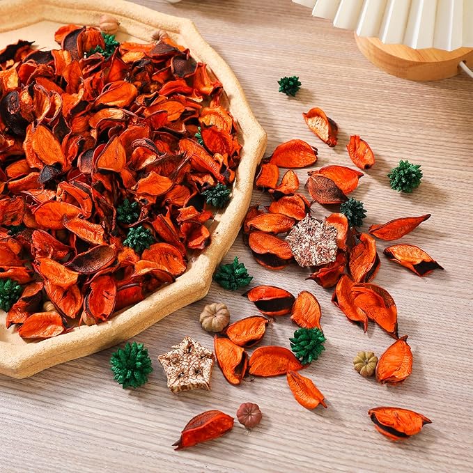 Fall Potpourri Bags, Oranges Scented Dried Flowers, Autumn Potpourri Bowl Vase Filler Decorative, Citrus Fragrance for Bathroom, Home Decor Fragrance Sachet Petal (Orange)