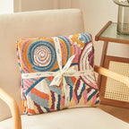 Vintage Throw Blanket Pure Cotton Soft Cozy Breathable Blanket for Couch Reversible Floral Printed Outdoor Throw Blanket Home Decor (60"x80",03-Colorful Art)