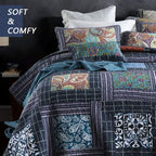 Secgo Twin Size Quilt Size - 100% Cotton Comforter Set Bedding Sets (68 * 86 Inch) with 2 Pillow Shams, Patchwork Reversible Lightweight Bedspread