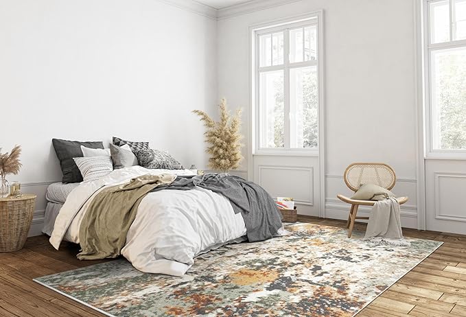 Keen Home Design Area Rugs - 10x14 Non-Shedding, Abstract Rugs for Kitchen, Living Room, Bedroom, Dining Room, Entryway - Size: 9'10" x 14', Multi