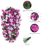 HyeFlora Artificial Fake Hanging Flowers Plants for Outdoor Outside, 2PCS Faux Silk Morning Glory Trailing Vines UV Resistant Look Real for Home Planter Porch Patio (Light Fuchsia+Fuchsia)