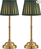 KDG Cordless LED Table Lamp Set of 2, Portables Fabric Shade Desk Lamps, 4000mAh Rechargeable Battery Powered Lighting, Dimmable Light for Dining Room, Bedroom, Bedside, Night Light, Balcony (Green)