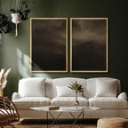 SIGNFORD Framed Canvas Print Wall Art Set Moody Misty Landscape Soft Brown and Gray Hues Illustration Modern Art Decorative Nordic Nature for Living Room, Bedroom, Office - 16"x24"x2 Natural