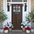 Interchangeable Welcome Sign for Front Door Blue Farmhouse Truck Decor Hanging Sign with 11 Interchangeable Seasonal and Holiday Decor Signs 12x14 in. (Blue Farmhouse Truck)