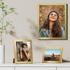 Vittanly 11x14 Picture Frames Set of 9, Shatter Resistant Plexiglass, Display 8x10 Pictures with Mat or 11x14 without Mat, Photo Frames for Wall or Tabletop, Engineered Wood, Gold