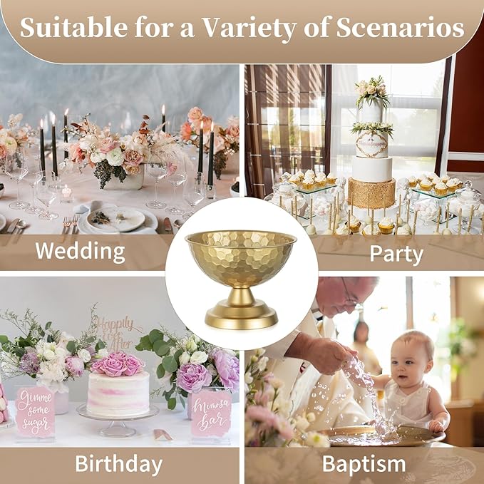 Sziqiqi Urn Vase Gold Centrepiece: 5.5in Small Vases for Wedding Table Decorations - Metal Flower Arrangement Pots Set of 10 - Vintage Honeycomb Vase for Party Reception Dinner Table