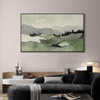 SIGNWIN 36"x60" Extra Large Framed Wall Art Green Line Art Mountain Landscape Illustration for Home Living Room Bedroom Decor (Frame Assembly Required)