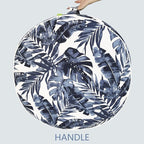 LVTXIII Outdoor/Indoor Inflatable Ottoman, 31"x31"x14" Patio Footrest Stool, Portable Round Pouf Ottoman for Patio Garden, Camping or Home Decoration, Palm Blue